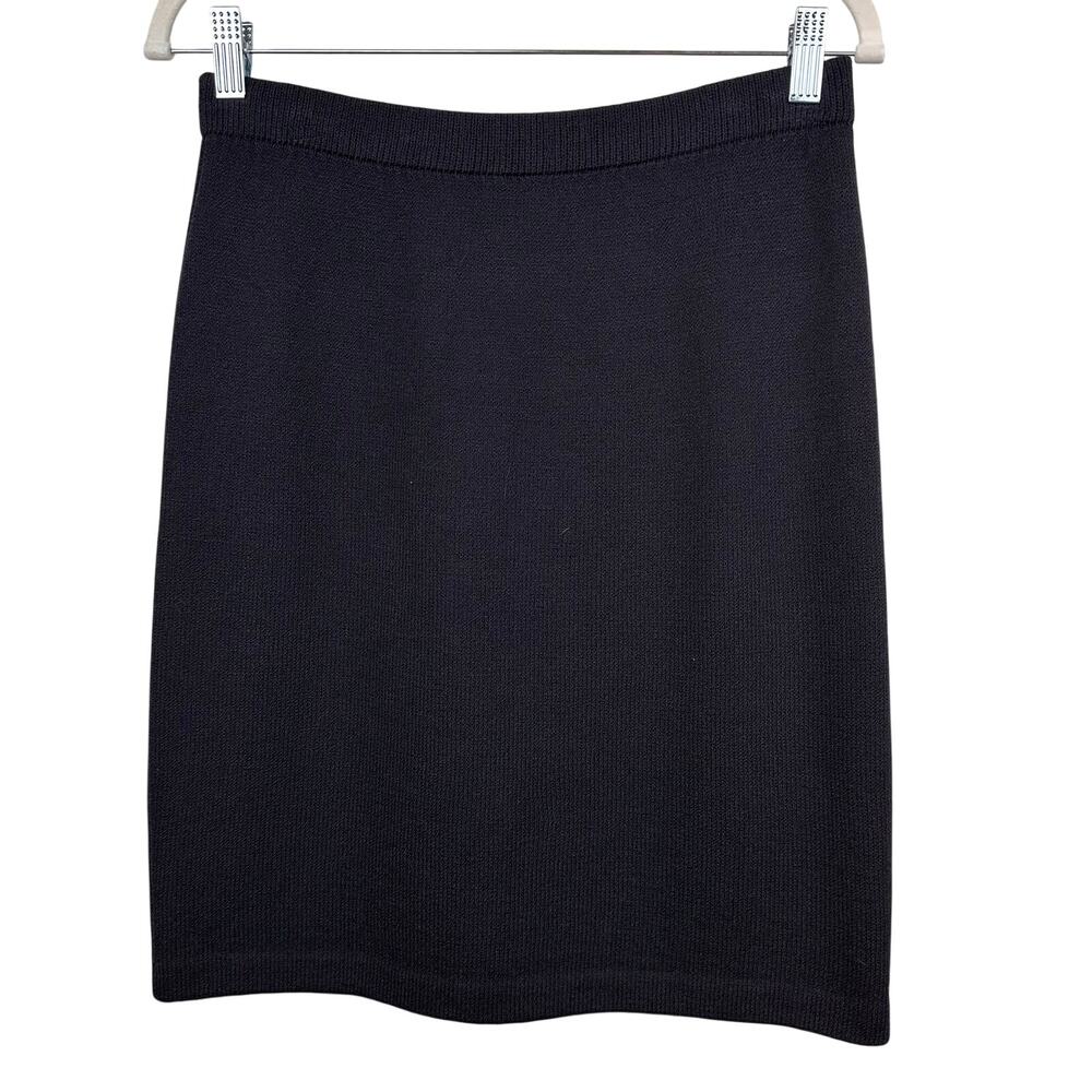 St. John Basics Santana Knit Skirt Short Pencil Black 6 Minimalist Quiet Luxury